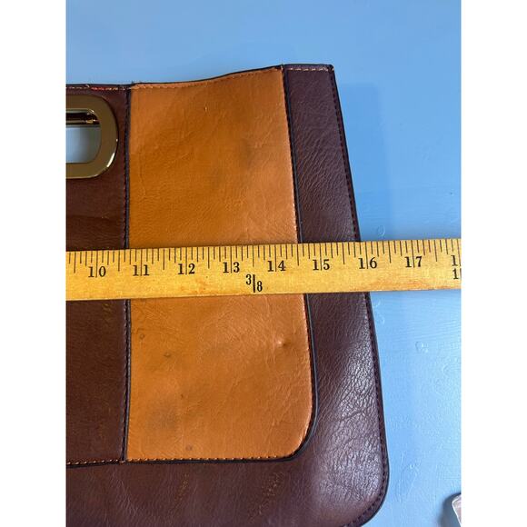 Vintage Clutch Two-toned Hand-Held Leather Red Interior Boho - Picture 6 of 7